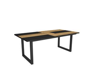 Duérmete Online - Mesa de Comedor - 10 Comensales - Robusta y estable gracias a su estructura y patas macizas - Roble y Negro - Estilo Industrial