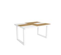Duérmete Online - Mesa de Comedor - 6 Comensales - 140 - Robusta y estable gracias a su estructura y patas macizas - Roble y Blanco - Estilo Industrial