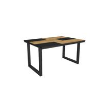 Duérmete Online - Mesa de Comedor - 6 Comensales - 140 - Robusta y estable gracias a su estructura y patas macizas - Roble y Negro - Estilo Industrial