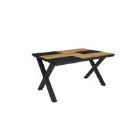 Duérmete Online - Mesa de Comedor - 6 Comensales - 140 - Robusta y estable gracias a su estructura y patas macizas - Roble y Negro - Estilo Industrial