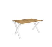 Duérmete Online - Mesa de Comedor - 6 Comensales - 140 - Robusta y estable gracias a su estructura y patas macizas - Roble y Borde Blanco - Estilo Industrial