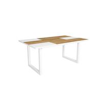 Duérmete Online - Mesa de Comedor - 8 Comensales - 170 - Robusta y estable gracias a su estructura y patas macizas - Roble y Blanco - Estilo Industrial
