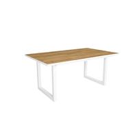 Duérmete Online - Mesa de Comedor - 8 Comensales - 170 - Robusta y estable gracias a su estructura y patas macizas - Roble y Borde Blanco - Estilo Industrial