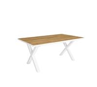 Duérmete Online - Mesa de Comedor - 8 Comensales - 170 - Robusta y estable gracias a su estructura y patas macizas - Roble y Borde Blanco - Estilo Industrial