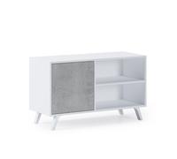 Duérmete online - Mueble TV con puerta izquierda, salón comedor, Modelo WIND, melamina de alta calidad, medidas 95x40x57cm de altura. White/gray
