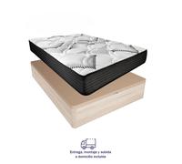 Pack Canapé Abatible de gran capacidad con Colchón viscoelástico con muelles ensacados Eco Box - Altura colchón 21 cm (+-2cm) - Alta calidad - Fabricado en España - Somnia Descanso [Obsequio Almohadas
