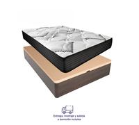 Pack Canapé Abatible de gran capacidad con Colchón viscoelástico con muelles ensacados Eco Box - Altura colchón 21 cm (+-2cm) - Alta calidad - Fabricado en España - Somnia Descanso [Obsequio Almohadas