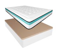 Duérmete Online - Pack Canapé Articulado - Colchón Viscoelástico con muelles ensacados Bio Max - 24cm de Grosor - Alta calidad White