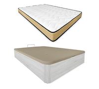 Duérmete Online - Pack Colchón Viscoelástico Aura Reversible + Canapé Madera Abatible Gran Capacidad | Color Polar 135 x 180