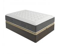 DUÉRMETE ONLINE - Pack Colchón Viscoelástico Bio Nature Grosor 24 cm con Canapé Madera Abatible Gran Capacidad Color Wengue, 150 x 200 cm