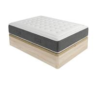DUÉRMETE ONLINE - Pack Colchón Viscoelástico Bio Nature Grosor 24cm + Canapé Madera Abatible Gran Capacidad | Color Cambria 150 x 190