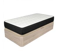 DUÉRMETE ONLINE - Pack Colchón Viscoelástico Pocket Visco + Canapé Abatible Gran Capacidad con Apertura Lateral, Color Cambria 90 x 190