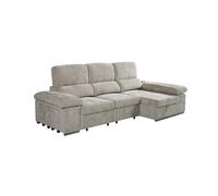 Duérmete Online - Sofá Cama Chaiselounge Alma - Arcón Derecho - Beige y Gris + 2 Butacas extra Beige
