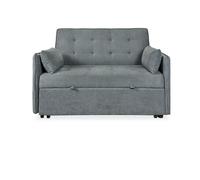 Duérmete Online - Sofá Cama de 2 Plazas Modelo Nely, Diseño Moderno, Práctico y Funcional, con Cojines Decorativos, Fácil Apertura, Gris