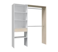 Habitdesign Armario Vestidor, Armario 2 Barras 4 Estantes 1 Cajón, 187x158x40 (AltoxAnchoxFondo - en cm), Vestidor Reversible Color Blanco Artik y Roble