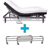 Duérmete - Somier Articulado Eléctrico Reforzado 5 Planos + Colchón Artimat Plus Viscoelástico + Juego Barandillas Metálicas Abatibles 80 x 190 cm