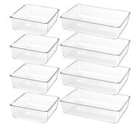 DUHARS 8 bandejas organizadoras de cajones de plástico transparente, bandejas organizadoras de cajones de baño de acrílico, contenedores organizadores de cajones de escritorio para cosméticos
