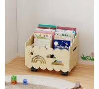 DUHARS Estanteria Libros Infantil Madera, con Ruedas Libreria Montessori Biblioteca Baul Juguetes Infantil, Mueble Organizador Expositor Libros Infantil, para Dormitorio, Habitación Niños, Sala Juego