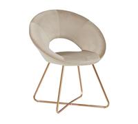 Duhome Silla de Comedor diseño Retro con Brazos Silla tapizada Vintage sillón con Patas de Metallo 439D, Color:Beige, Material:Terciopelo