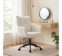 Duhome Silla de Oficina Giratoria de Pana Acanalada, Asiento Regulable en Altura, Silla de Ordenador Ergonómica para Trabajo Dormitorio o Salón, Blanco