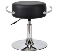 Duhome Taburete Giratorio de la Vanidad de la Cuero Artificial, Taburete del Maquillaje Redondo con la Altura Ajustable de la Tapicería para la Cocina de la Sala de Estar del Dormitorio, Negro