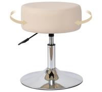 Duhome Taburete Giratorio de la Vanidad de la Cuero Artificial, Taburete del Maquillaje Redondo con la Altura Ajustable de la Tapicería para la Cocina de la Sala de Estar del Dormitorio, Crema
