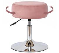 Duhome Taburete Giratorio de la Vanidad de la Terciopelo, Taburete del Maquillaje Redondo con la Altura Ajustable de la Tapicería para la Cocina de la Sala de Estar del Dormitorio, Rosa