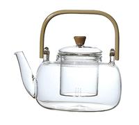 Duiaynke Tetera grande de vidrio de 1000 ml, tetera de vidrio de borosilicato transparente, tetera sopladora de estufa