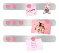 DUJEQM Pizarra Magnética Nevera y Pared 3Pcs - Tiras Magnéticas Autoadhesivas, Tablero Magnético para Cocina, Tablón de Anuncios para Imanes, Pizarra Pequeña para Notas y Fotos, Incluye 10 Imanes Rosa