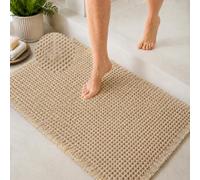 DUJUIKE Alfombrilla de baño Antideslizante 50 x 80 cm, súper Absorbente, Estructura de gofre en Microfibra Extra Suave, Secado rápido, Lavable a máquina, para baño, Ducha, Cocina - Marrón