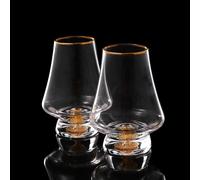 DUJUST Snifter Set de 2 copas (8 oz), vasos whisky cristal cristal con hojas de oro de 24K, aptos para whisky/brandy/cognac/bourbon/tequila/scotch. Sin BPA ni plomo