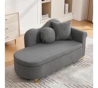 DUlVBPE Chaise longue multifuncional de 134 cm, diseño moderno, con respaldo ondulado, tejido de felpa de peluche, cojín de asiento de alta densidad, incluye cojín lumbar + almohada cervical