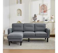 DUlVBPE Sofá esquinero en forma de L de 3 plazas con chaise longue, pequeño sofá esquinero de, en el lateral hay una bolsa de almacenamiento, 10 patas de sofá, adecuado para el salón, 204 x 136 x 80
