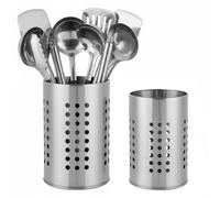 Dulynva Juego de 2 Bote Utensilios Cocina Porta Utensilios de Cocina de Acero Inoxidable Escurridor Cubiertos Redondo Soporte utensilios cocina Escurre Cubiertos Bote para Cajones Encimeras