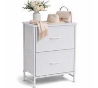 DUMOS Juego de 2 cómodas para Dormitorio con cajones de Tela, organizadores Altos para Ropa, Armario, habitación Infantil, Torre de Almacenamiento con Armario, Marco de Metal, Placa de Madera, Ligera