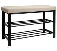 DuneDesign Banco Zapatero Metálico - 81x32x50 Estante para Zapatos con Asiento Tapizado - Banqueta Recibidor - Mueble Organizador para Entrada Pasillo Baño - Baúl de Almacenaje Dormitorio Puf Cama