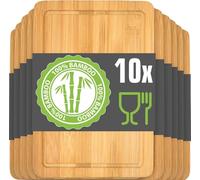 DuneDesign Juego de 10: Tabla de Cortar Pequeña - 22x15 Platos para Tapas de Bar - Tabla para Quesos y Aperitivos Bandeja de Bambu Tabla Corte Madera - Tabla Cocina Pequeña Bandejas para Servir Comida