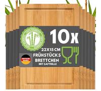 DuneDesign Juego de 10: Tabla de Cortar Pequeña - 22x15 Platos para Tapas de Bar - Tabla para Quesos y Aperitivos Bandeja de Bambu Tabla Corte Madera - Tabla Cocina Pequeña Bandejas para Servir Comida