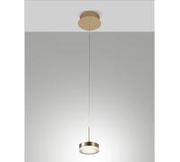 Dunk: Lámpara colgante individual de latón satinado de Fabas Luce. 8W, LED regulable, diseño moderno