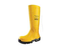 DUNLOP JobGUARD S5 - Botas de trabajo para hombre y mujer - Impermeables con puntera de acero, resistentes a productos químicos, altas y antideslizantes - Amarillas - Tallas 42