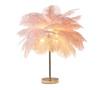 DUNMW Lámpara de mesa de plumas de avestruz rosa creativa Lámpara de noche Pantalla elegante Luz de noche Iluminación de mesa para sala de estar Dormitorio Decoración del hogar, enchufable