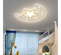 DUNMW Luna de estrellas huecas Lámpara de Techo LED Fantasía Habitación Infantil Lámpara de Techo Araña para Dormitorio de Niños y Niñas, Habitación Infantil, 3 Luces, 17.9 * 16.7'', 30W