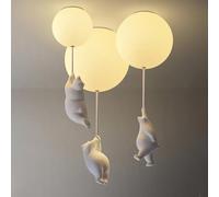 DUNMW Luz de techo LED de globo creativo con colgante de oso polar Lámpara de techo de habitación de niños de dibujos animados encantadores, araña decorativa para dormitorio, habitación de niños