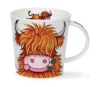 Dunoon Benmore Big Coos - Taza de porcelana fina (0,75 L), diseño de vaca de las tierras altas
