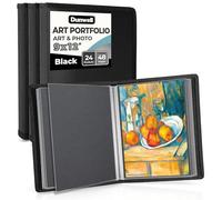 Dunwell Carpeta de arte de 9 x 12 pulgadas (negro, paquete de 3), 24 bolsillos, 48 páginas, carpeta para obras de arte, carpeta de bocetos, portafolios de arte para niños