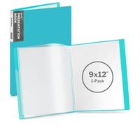 Dunwell Libro de presentación de 9 x 12 pulgadas, color aguamarina, carpeta de 24 bolsillos con fundas de plástico, muestra 48 páginas de certificados de 9 x 12 o A4, cartera, obra de arte, cubierta
