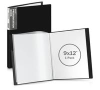 Dunwell Libro de presentación de 9 x 12 pulgadas (negro), carpeta de 24 bolsillos con fundas de plástico, muestra 48 páginas pf 9 x 12 o documentos A4, certificados, recuerdos, arte infantil, carpeta