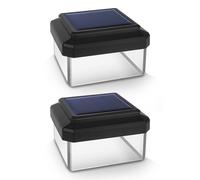 Dúo de focos LED solares para poste 80x80mm en blanco neutro estilo GreenBlue