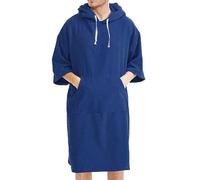 Duohropke Poncho de playa para hombre y mujer, toalla con capucha, toalla de surf, poncho para cambiar, playa, albornoz de rizo, poncho de baño de peluche, albornoz para sauna, baño, natación, azul