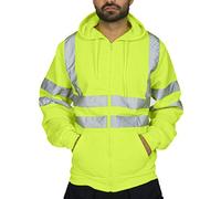 Duohropke - Sudadera de trabajo para hombre con alta visibilidad reflectante, chaqueta de invierno, chaqueta de advertencia, protección reflectante, chaqueta de piloto, sudadera, top, verde, XL